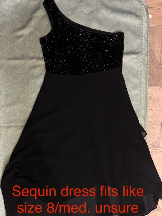 Black single shoulder sequin top dress - Picture 1 of 1